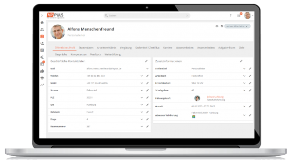 HRpuls Digitale Personalakte - Mitarbeiterdaten auf einen Blick
