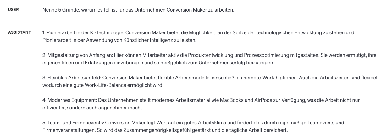 ChatGPT kann eine wertvolle Unterstützung sein, z. B. für eine Unternehmensbeschreibung