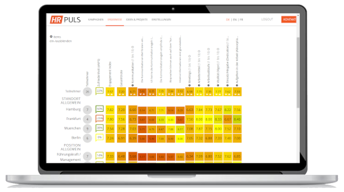 Screenshot aus dem HR Puls Tool der Zeiterfassung